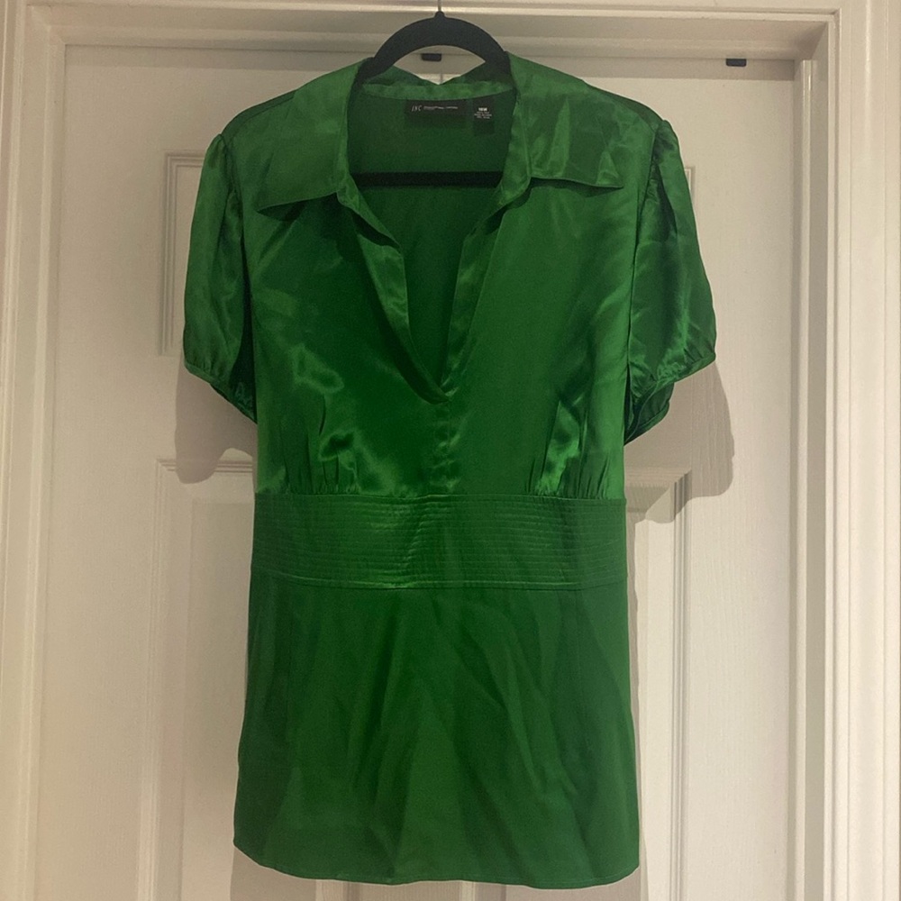 Emerald green silk blouse